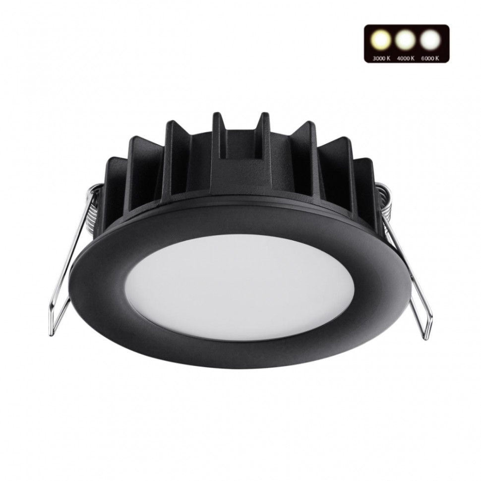Встраиваемый светодиодный светильник с диммером Novotech Lante 358948, цвет черный - фото 1