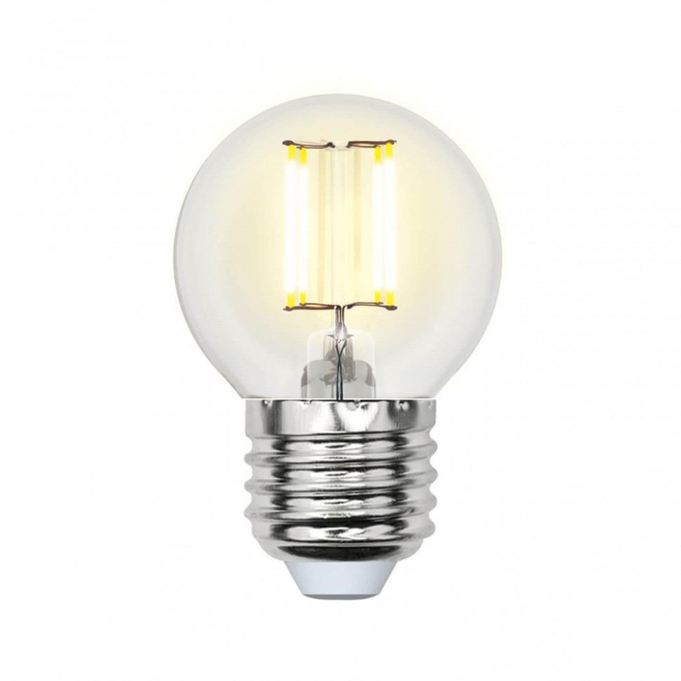 Филаментная светодиодная лампа E27 5W 3000К (теплый) Multibright Uniel LED-G45-5W-WW-E27-CL-MB GLM10TR (UL-00002370) LED-G45-5W/WW/E27/CL/MB GLM10TR картон - фото 1