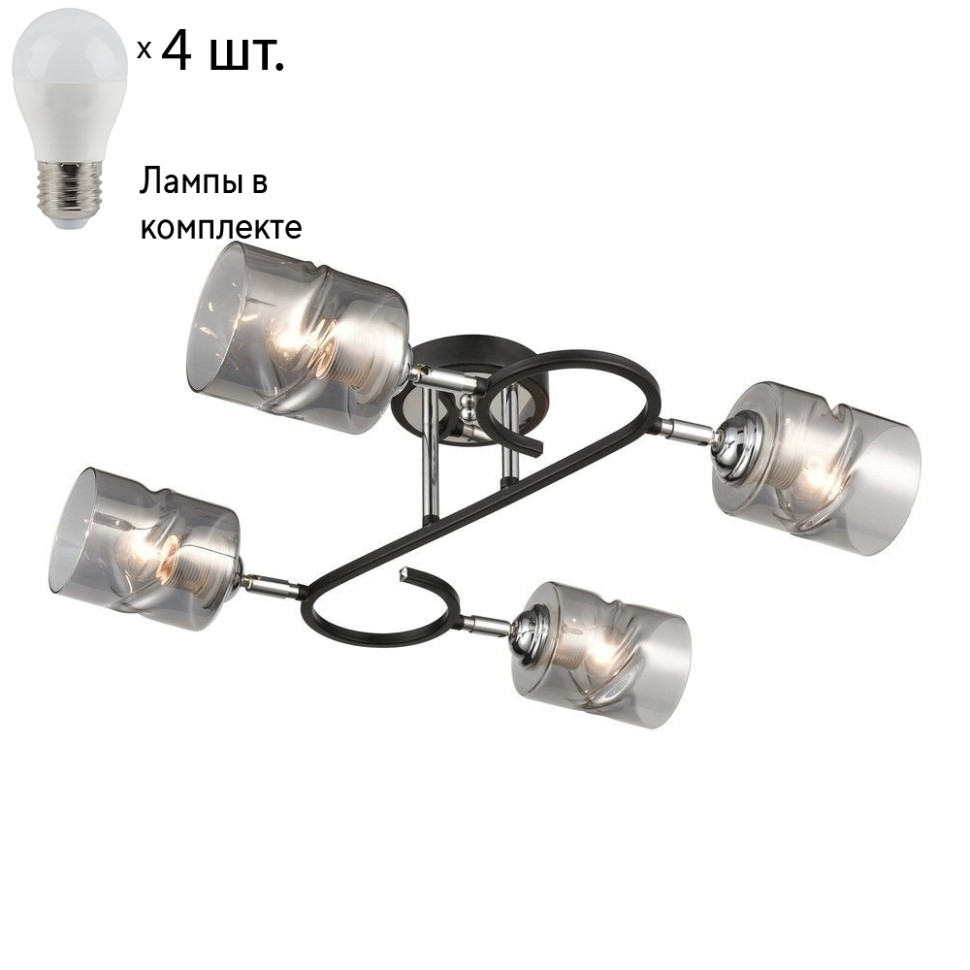 Потолочная люстра с лампочками Velante 235-107-04+Lamps, цвет черный 235-107-04+Lamps - фото 1