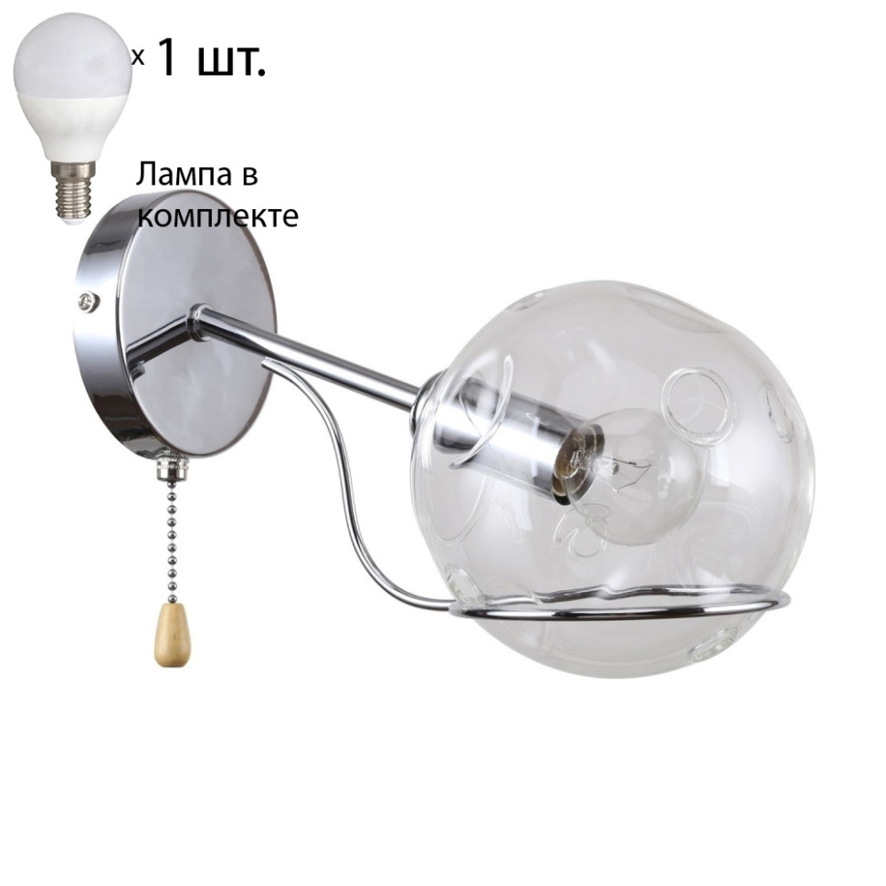 Бра с лампочкой F-Promo Darina 2341-1W+Lamps E14 P45, цвет хром 2341-1W+Lamps E14 P45 - фото 1