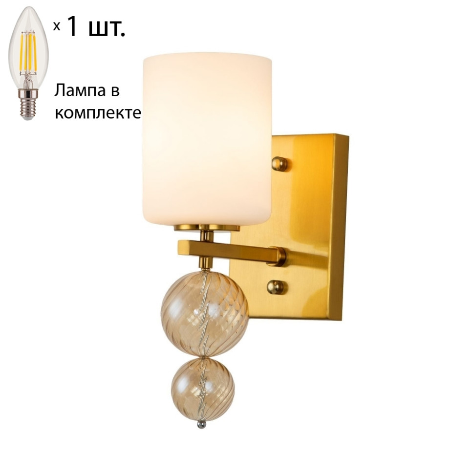 Бра с лампочкой Favourite Ether 2998-1W+Lamps E14 Свеча, цвет латунь 2998-1W+Lamps E14 Свеча - фото 1