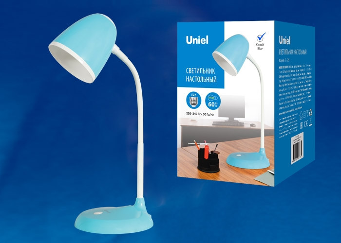 Настольная лампа Uniel Standard TLI-228 BLUE E27 (UL-00003652), цвет синий - фото 1