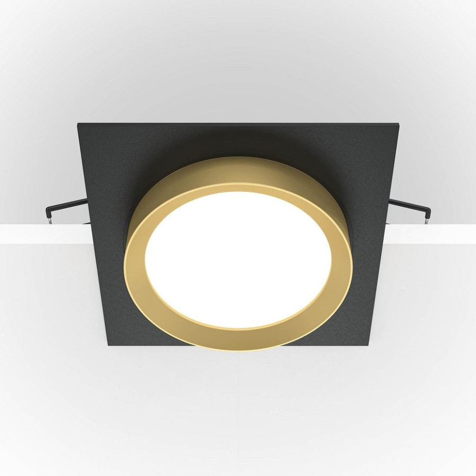 Встраиваемый светильник Maytoni Hoop DL086-GX53-SQ-BG, цвет черный с золотом - фото 3