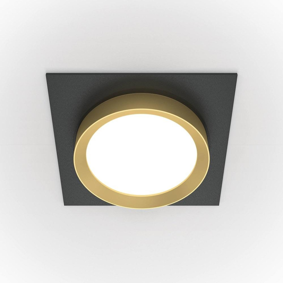 Встраиваемый светильник Maytoni Hoop DL086-GX53-SQ-BG, цвет черный с золотом - фото 4