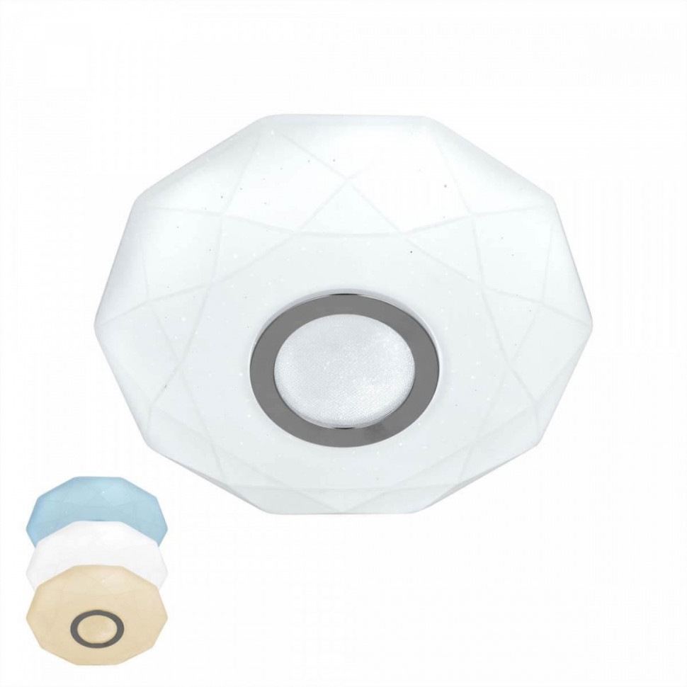 Потолочный светодиодный светильник с ПДУ Citilux Диамант Хром CL713B10, цвет белый - фото 1