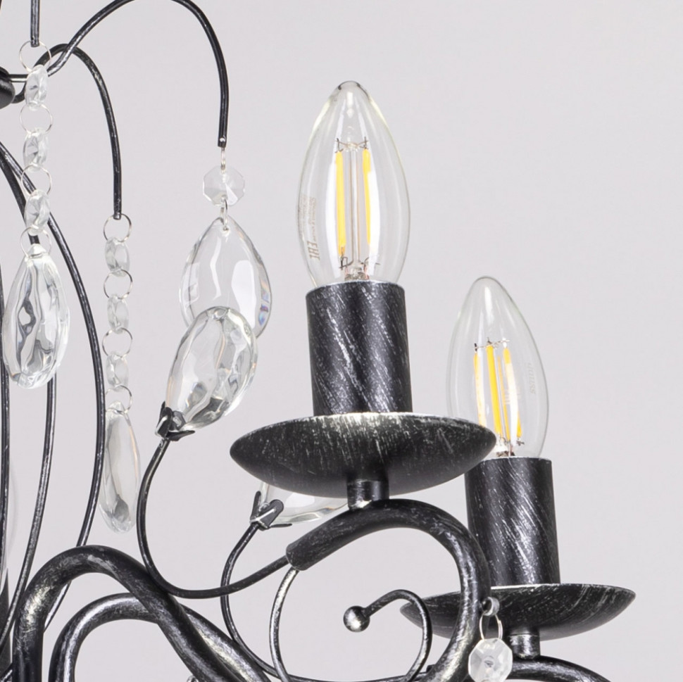 Подвесная люстра со светодиодными лампочками E14, комплект от Lustrof. №520381-668070, цвет черный - фото 3