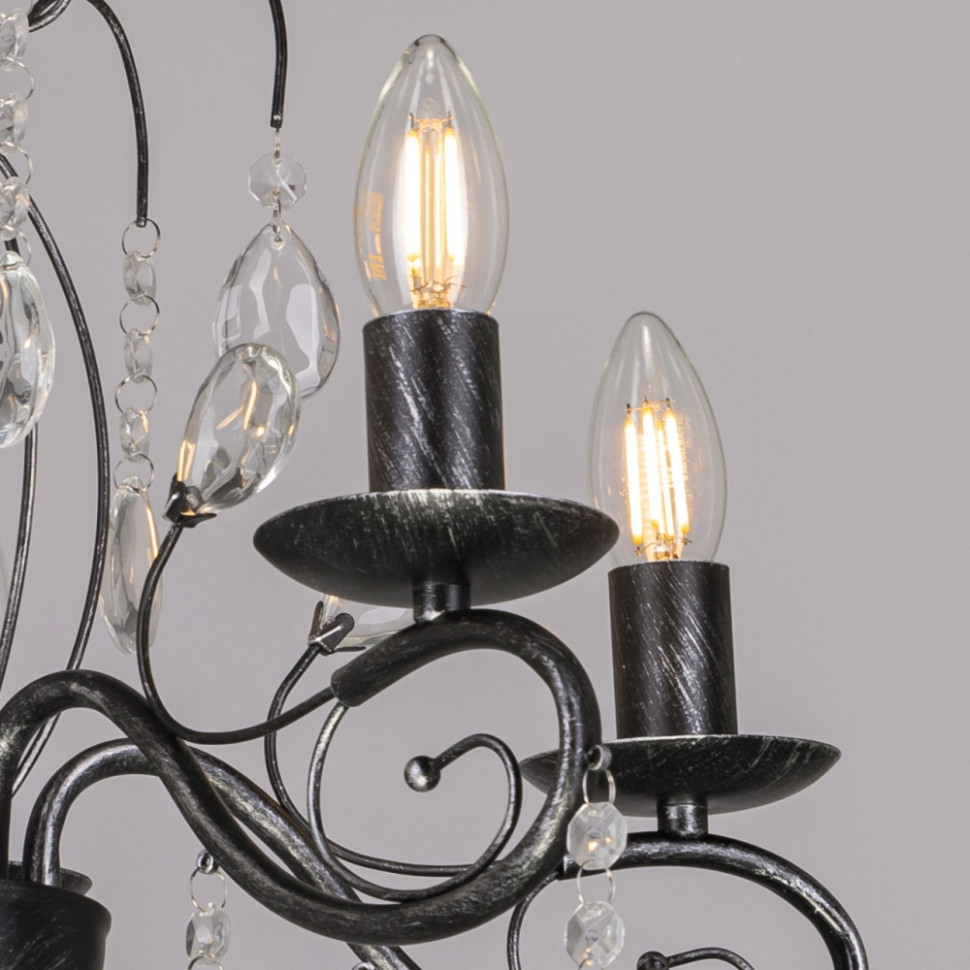 Подвесная люстра со светодиодными лампочками E14, комплект от Lustrof. №520381-668070, цвет черный - фото 4
