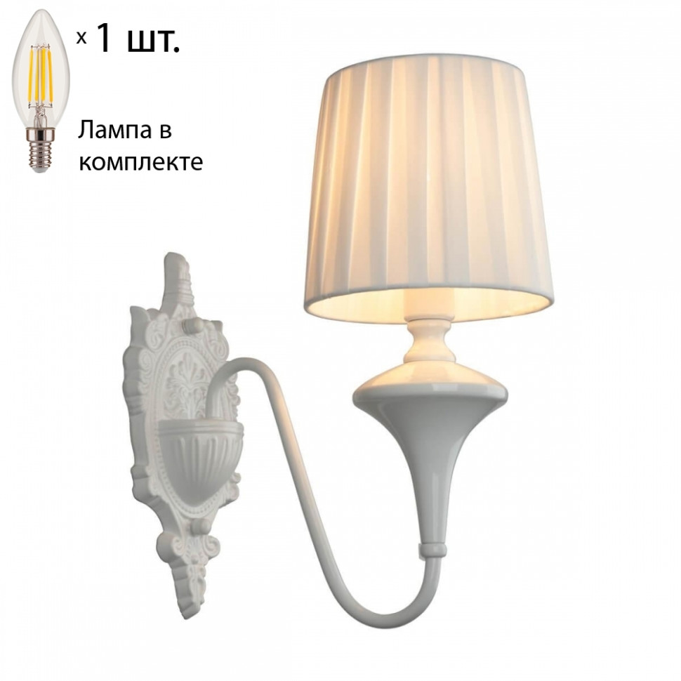 Бра с лампочкой Omnilux OML-72501-01+Lamps, цвет белый OML-72501-01+Lamps - фото 1