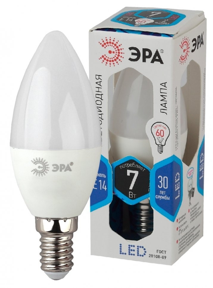 Комплект светодиодных ламп E14 7W 4000К (белый) Эра LED (162965) 6 шт - фото 2