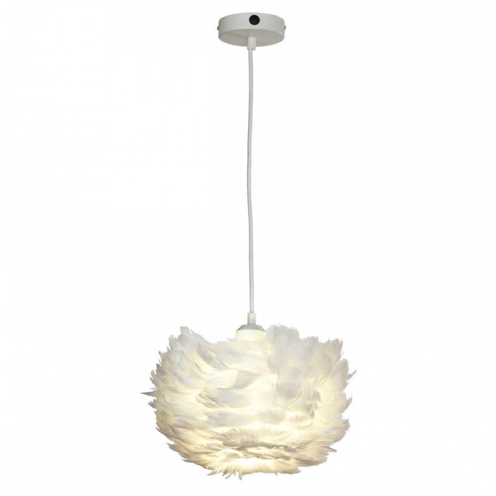 Подвесной светильник с перьями Lussole Loft Cuscino GRLSP-8361 тесьма с перьями страуса 8 10 см 5 ± 0 5 м белый