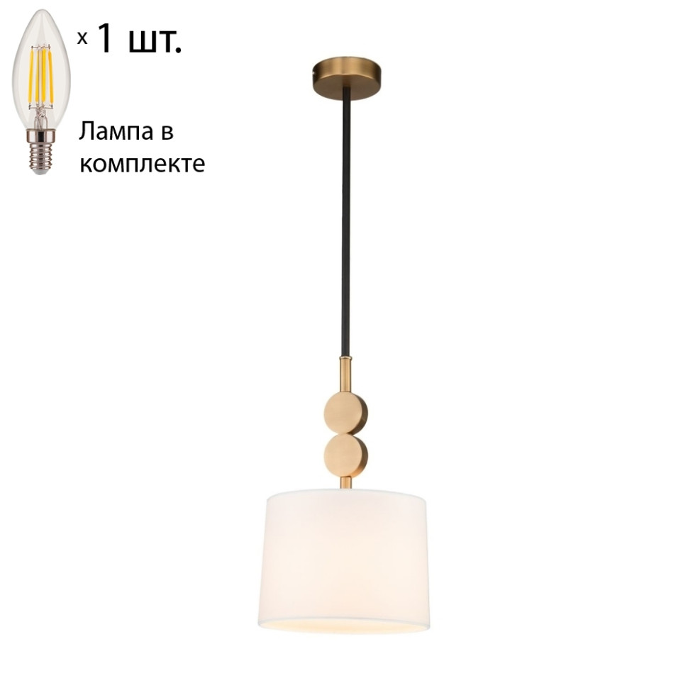 Подвесной светильник с лампочкой Favourite Roshe 2624-1P+Lamps E14 Свеча, цвет латунь 2624-1P+Lamps E14 Свеча - фото 1