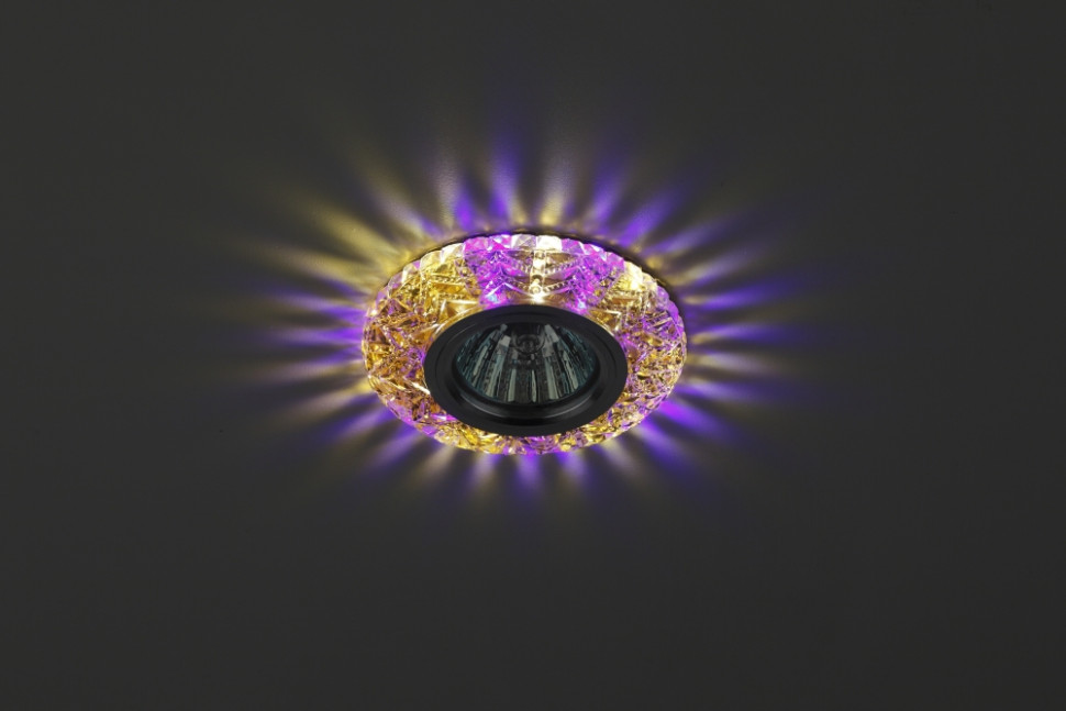 Точечный встраиваемый светильник c фиолетовой и белой светодиодной подсветкой ЭРА DK4 TEA/WH+PU Б0019208, цвет хром - фото 3