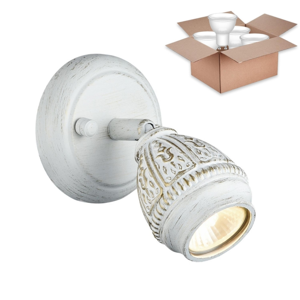 Спот с лампочкой Favourite Sorento 1585-1W+Lamps Gu10, цвет белый с золотой патиной 1585-1W+Lamps Gu10 - фото 3