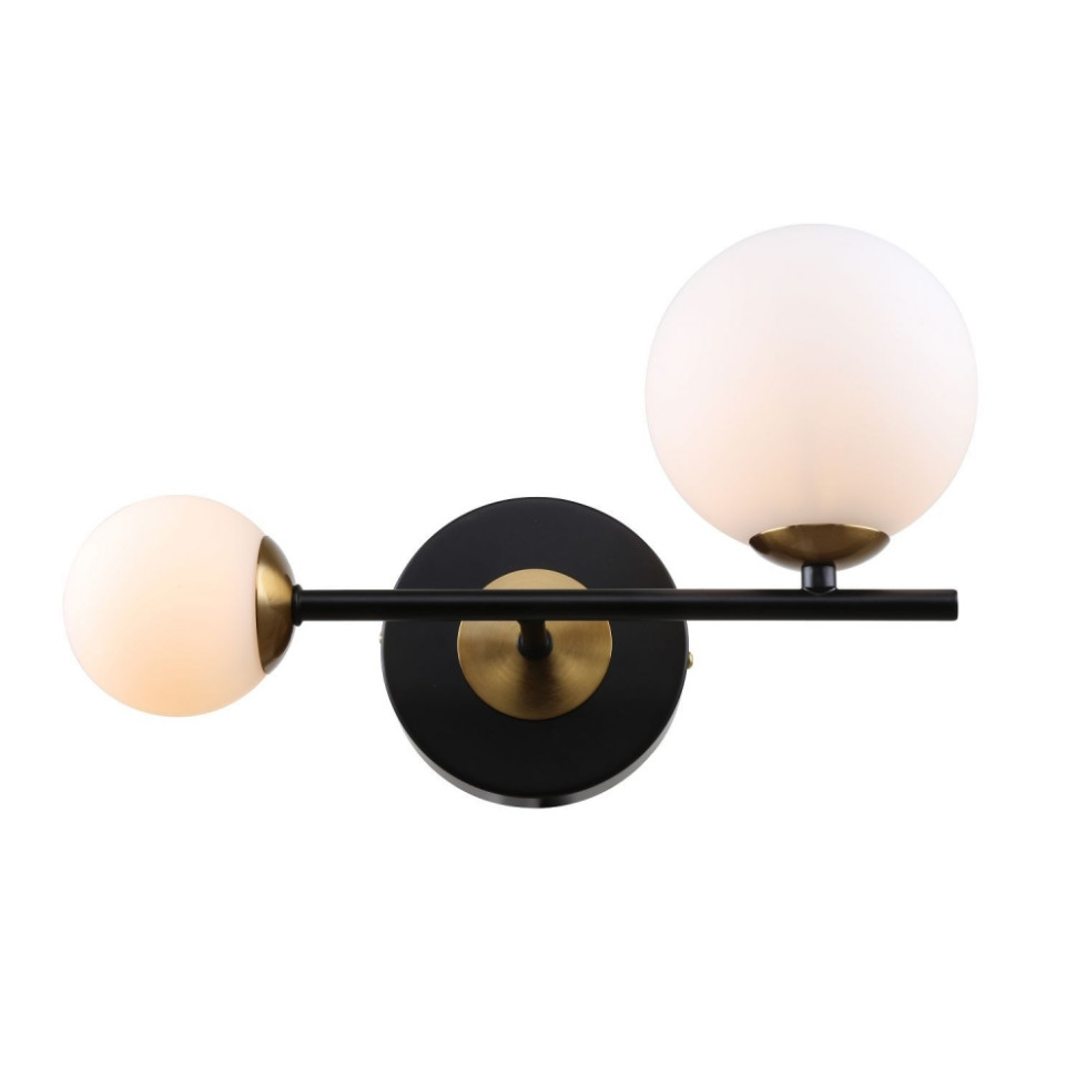 Светильник с лампочками настенный, комплект от Lustrof. №385117-617593, цвет матовый черный, латунь - фото 1