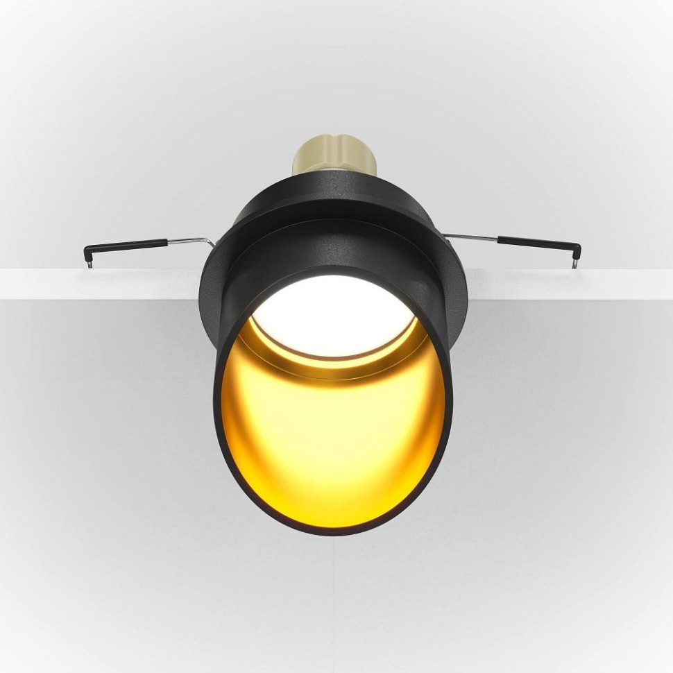 Встраиваемый светильник Maytoni Lipari DL044-01-GU10-B, цвет черный с золотом - фото 3