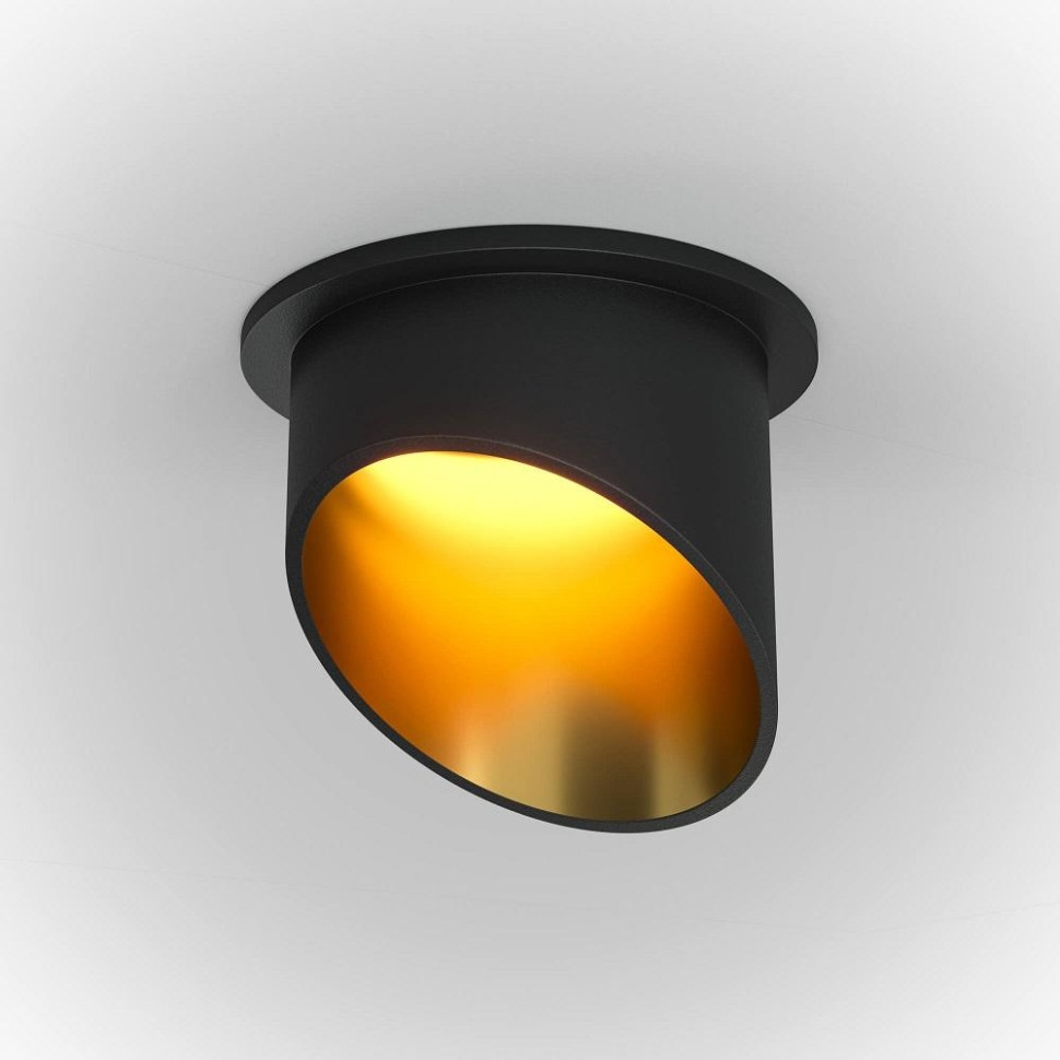 Встраиваемый светильник Maytoni Lipari DL044-01-GU10-B, цвет черный с золотом - фото 4