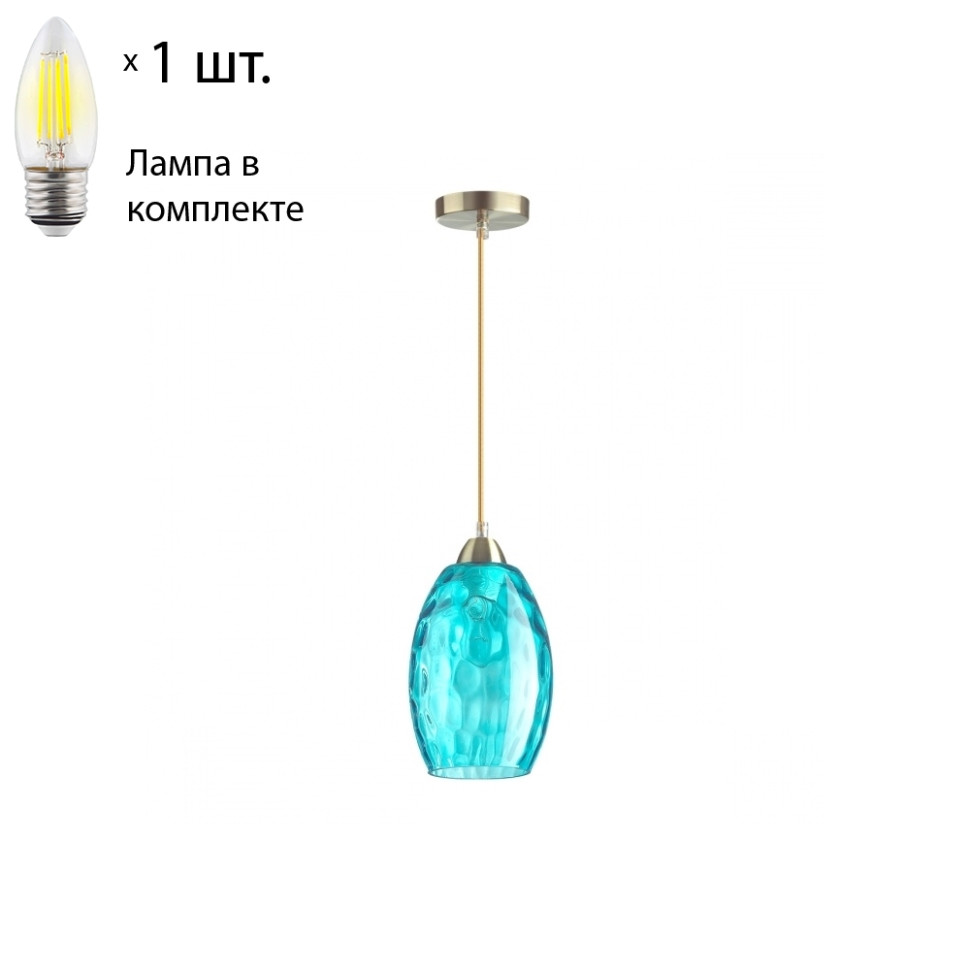 Подвесной светильник с лампочкой Lumion Sapphire 4490/1+Lamps Е27 Свеча бра с лампочкой lumion santiago 4516 1w lamps е27 свеча