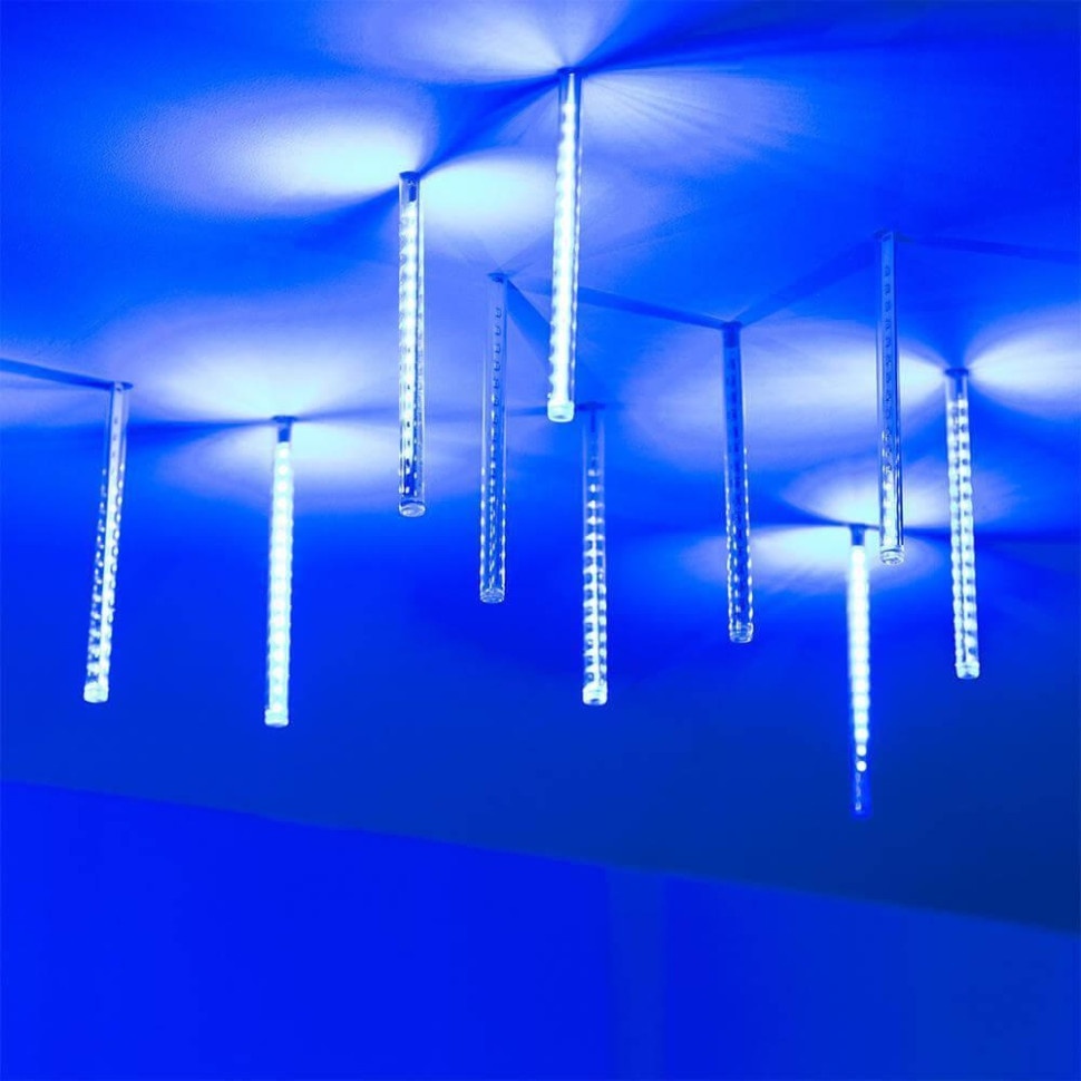 4,5*0,2м. Уличная гирлянда тающие сосульки синий свет Ardecoled 230V ARD-Icefall-Classic-D12-200-10Pcs-Clear-32Led-Live Blue (26041) гирлянда тающие сосульки 5шт по 100см 24в 480 бело синих светодиодов провод пвх ip55