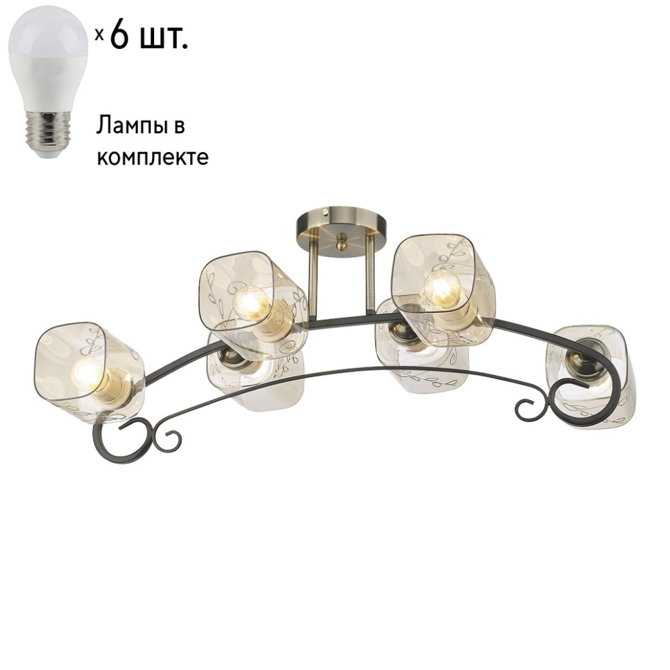 Потолочная люстра с лампочками Velante 212-507-06+Lamps, цвет бронза 212-507-06+Lamps - фото 1