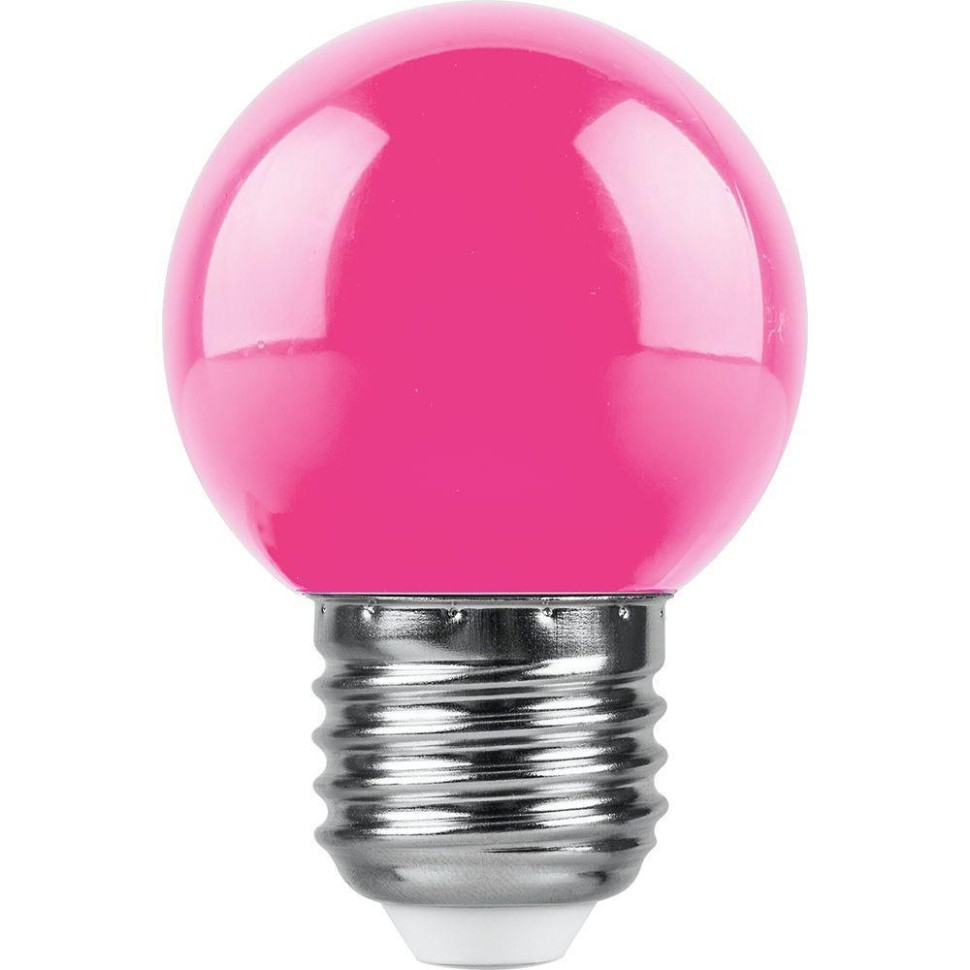 Светодиодная лампа E27 1W (розовый) G45 для гирлянд белт-лайт CL25, CL50, Feron LB-37 (38123) гирлянда евро белт лайт на подвесах cl50 13 1 230v ip65 13м