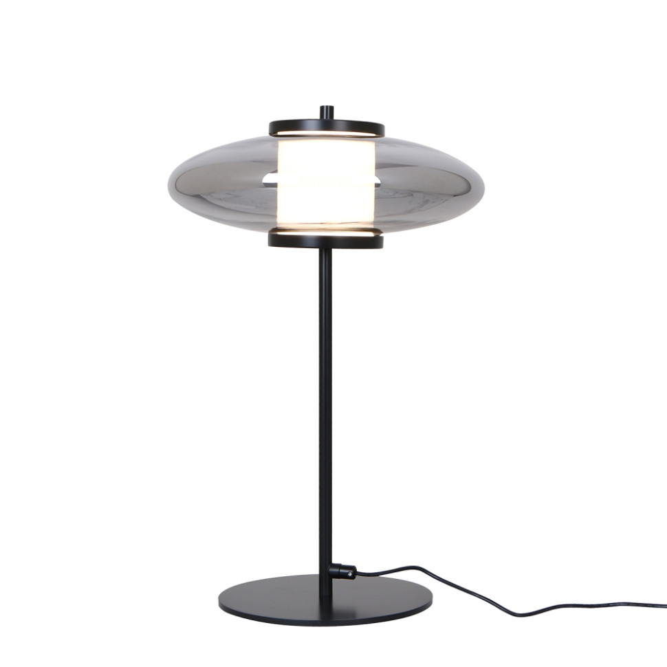 Настольная лампа Favourite Rulle 4373-1T, цвет матовый черный, стекло дымчато-серого цвета, белый акрил - фото 1