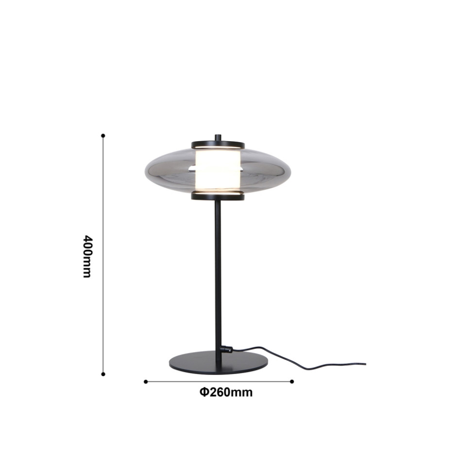 Настольная лампа Favourite Rulle 4373-1T, цвет матовый черный, стекло дымчато-серого цвета, белый акрил - фото 3