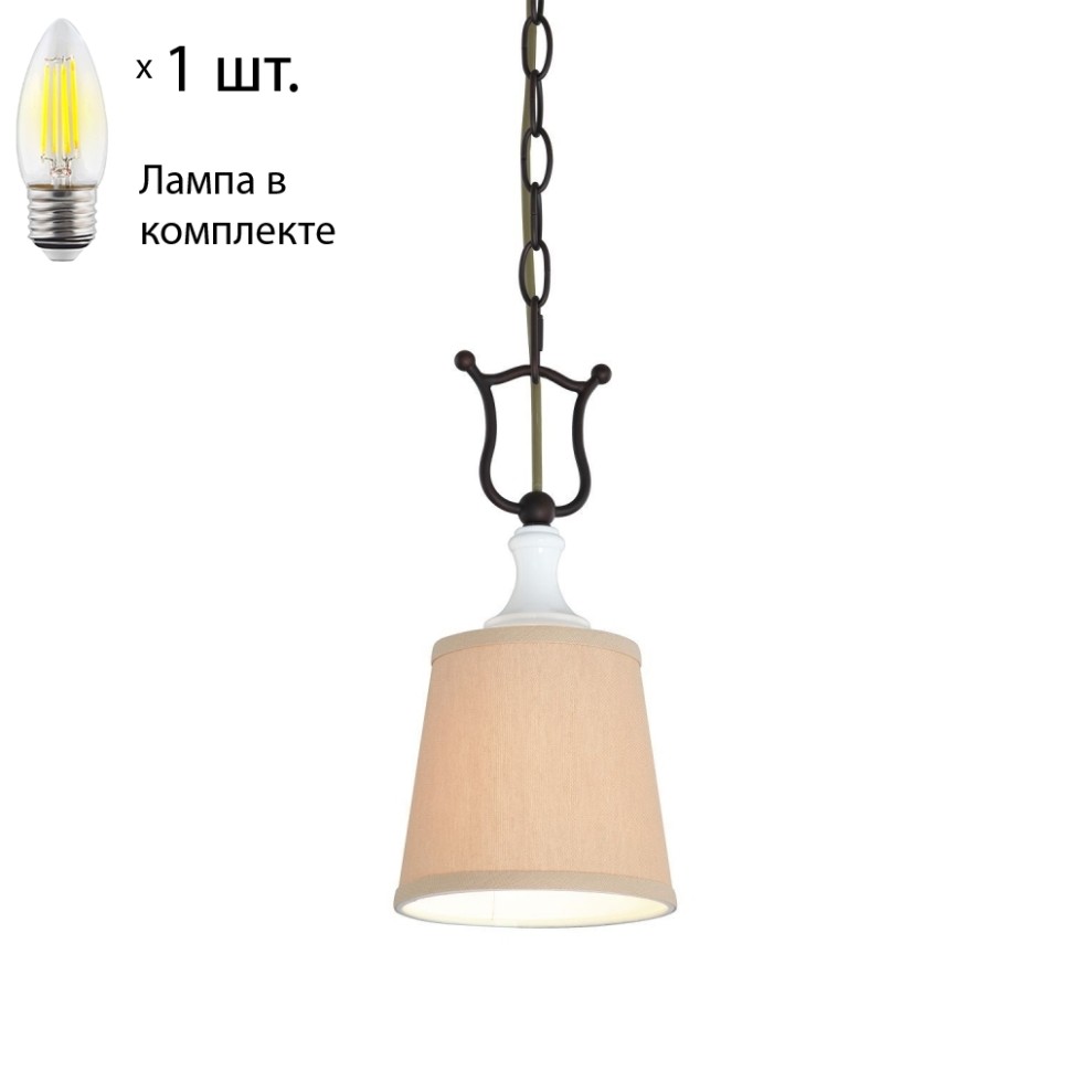 Подвесной светильник с лампочкой Favourite Accogliente 1410-1P+Lamps Е27 Свеча, цвет темно-коричневый 1410-1P+Lamps Е27 Свеча - фото 1
