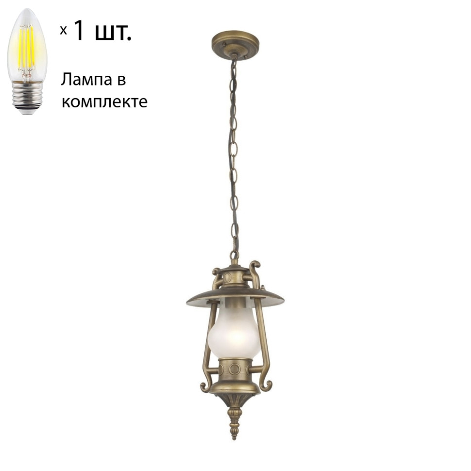 Уличный светильник с лампочкой Favourite Leyro 1496-1P+Lamps Е27 Свеча бра с лампочкой favourite musa 1734 1w lamps e14 свеча
