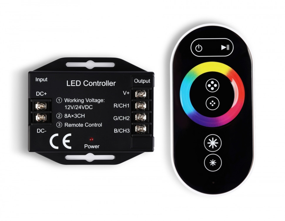 Контроллер для светодиодных лент RGB с сенсорным радио пультом 2.4G 24A 12V 288W/ 24V 576W Ambrella light ILLUMINATION LED Strip GS11401, цвет черный - фото 1