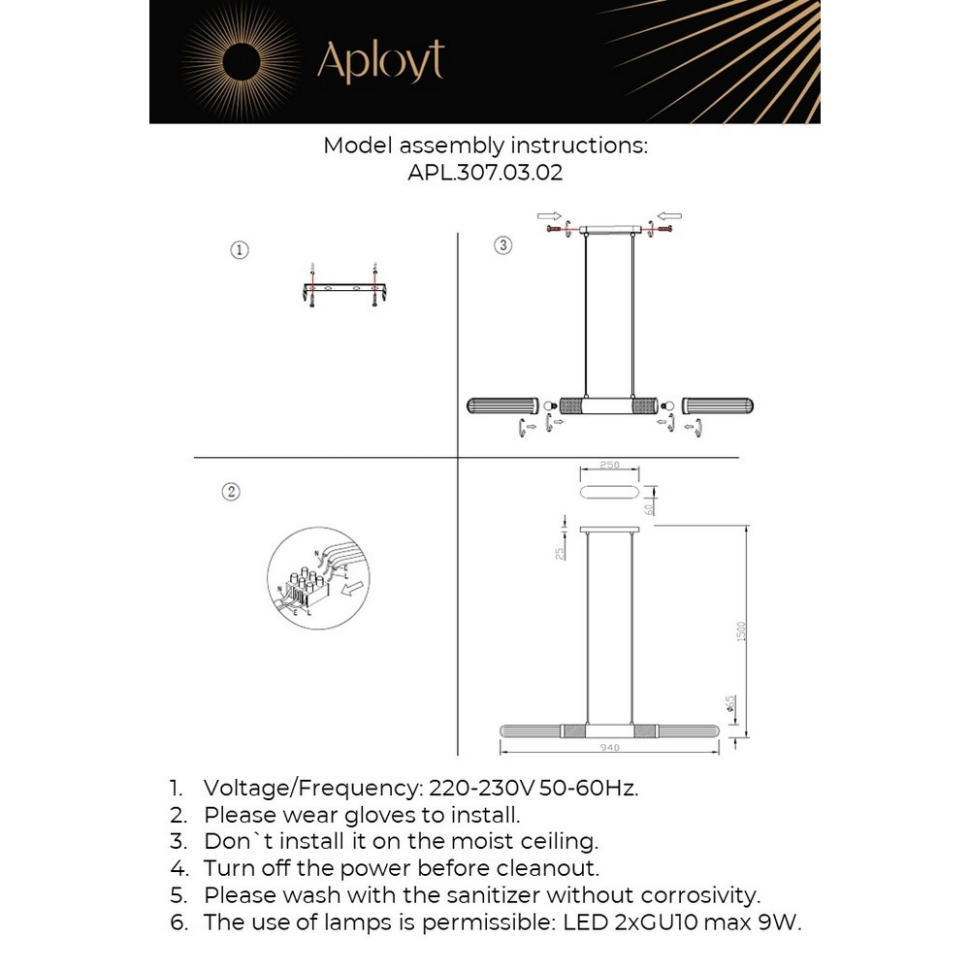 Подвесной светильник Aployt Brynia APL.307.03.02, цвет черный - фото 2