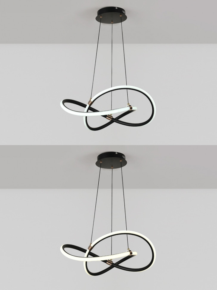 Подвесная светодиодная люстра с поддержкой ''Алиса'' и пультом ДУ Natali Kovaltseva Smart home LED LAMPS 81290, цвет черный - фото 3