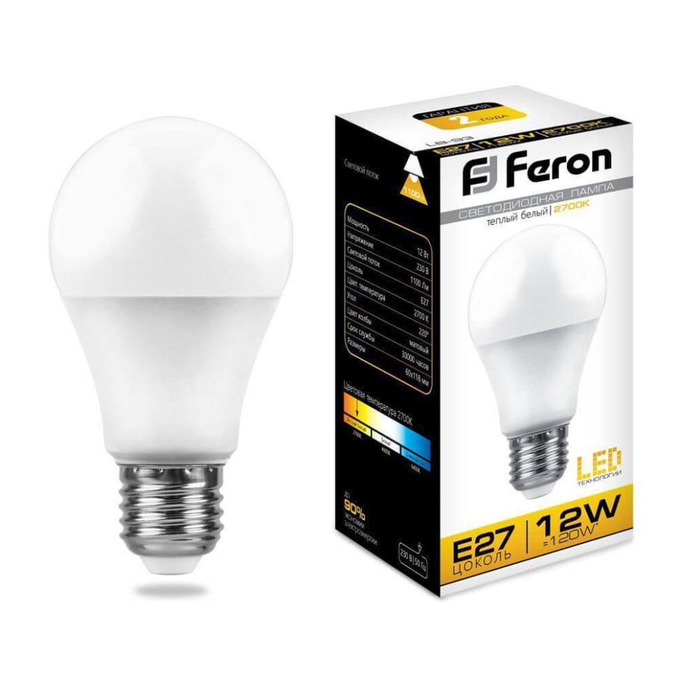 Лампа светодиодная Feron LB-93 Шар E27 12W 2700K 25489