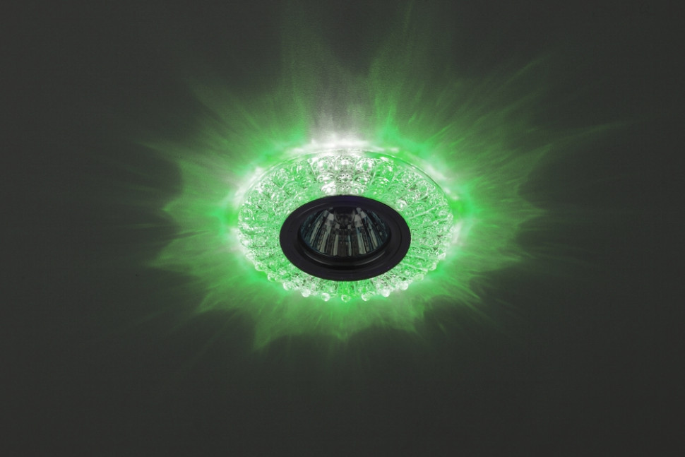 Точечный встраиваемый светильник c зеленой и белой светодиодной подсветкой ЭРА DK LD2 SL/GR+WH Б0019199, цвет хром - фото 3