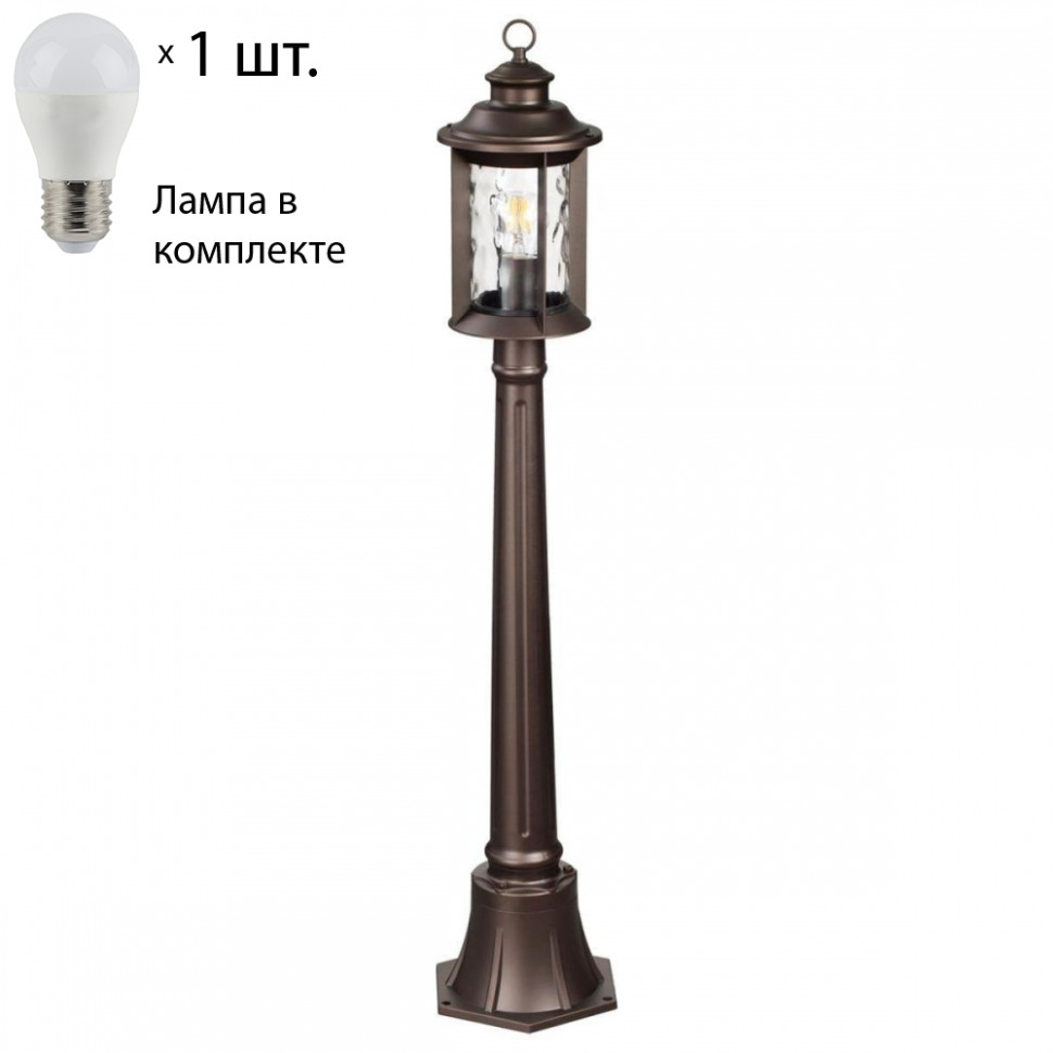 Уличный столб Mavret Odeon Light с лампочкой 4961/1F+Lamps E27 P45, цвет коричневый 4961/1F+Lamps E27 P45 - фото 1