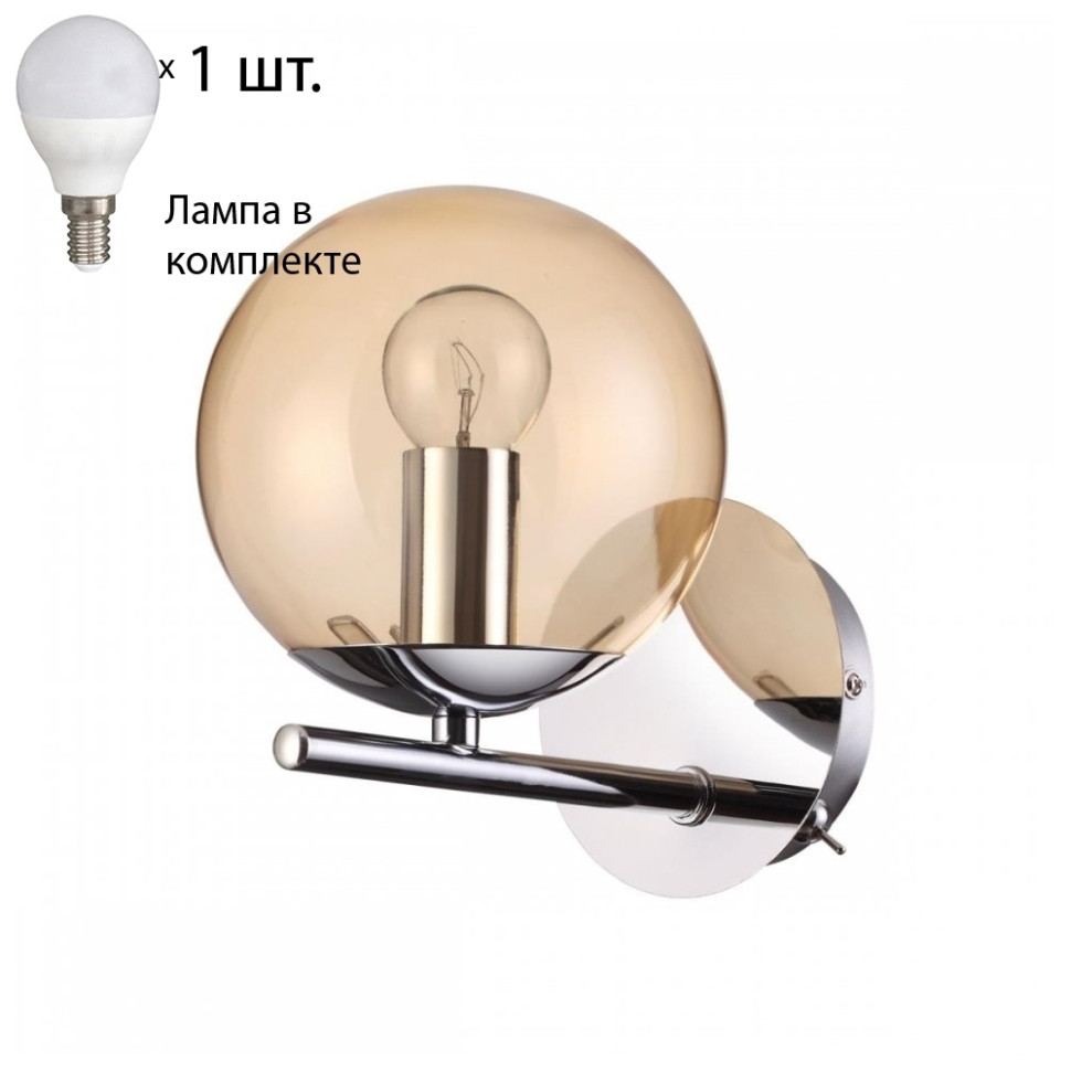 Бра с лампочкой Lumion Sierra 4454/1WA+Lamps E14 P45, цвет хром 4454/1WA+Lamps E14 P45 - фото 1