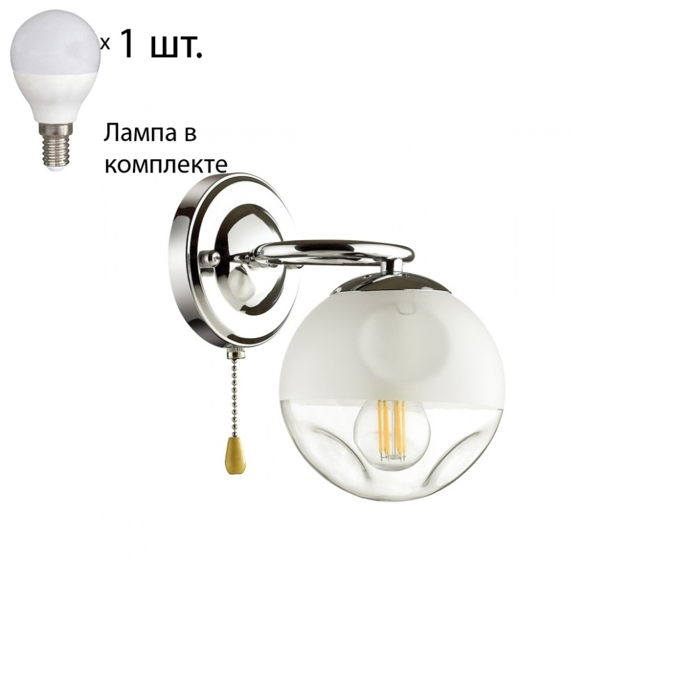 Бра с лампочкой Lumion Belinda 5209/1W+Lamps E14 P45, цвет хром 5209/1W+Lamps E14 P45 - фото 1