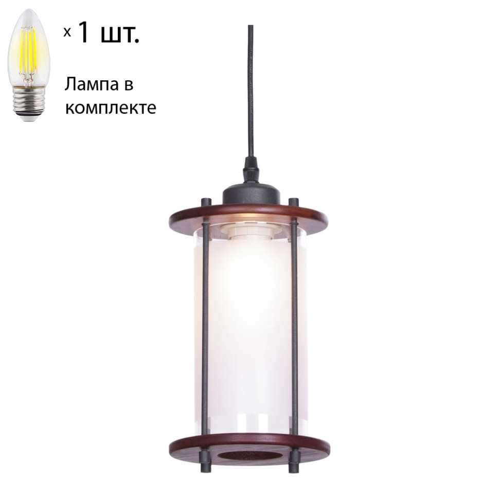 Подвесной светильник с лампочкой Velante 597-706-01+Lamps E27 Свеча, цвет стекло 597-706-01+Lamps E27 Свеча - фото 1