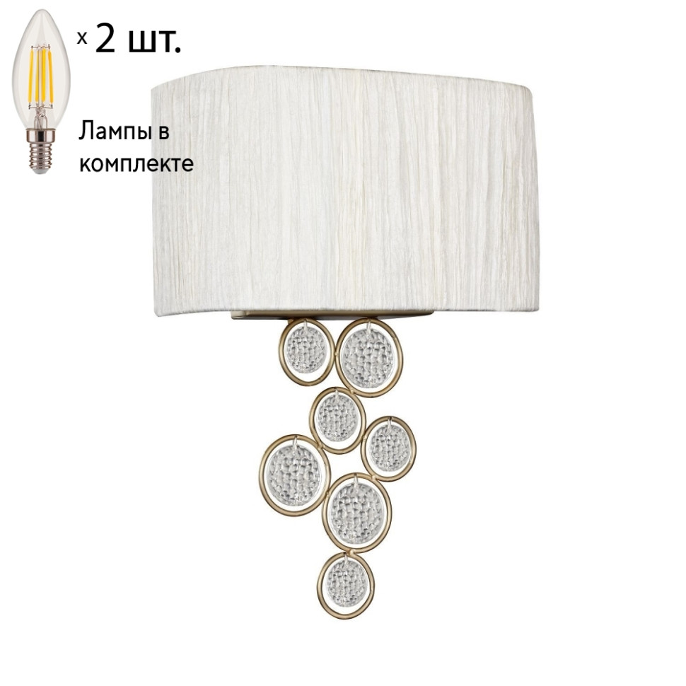 Настенный светильник с лампочками Favourite Lietta 2493-2W+Lamps E14 Свеча, цвет латунь 2493-2W+Lamps E14 Свеча - фото 1
