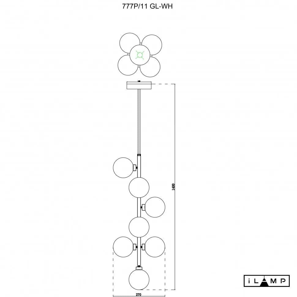 Светильник подвесной с Led лампочками в комплекте iLamp 777P/11 GL-WH+Lamps, цвет золотой - фото 3