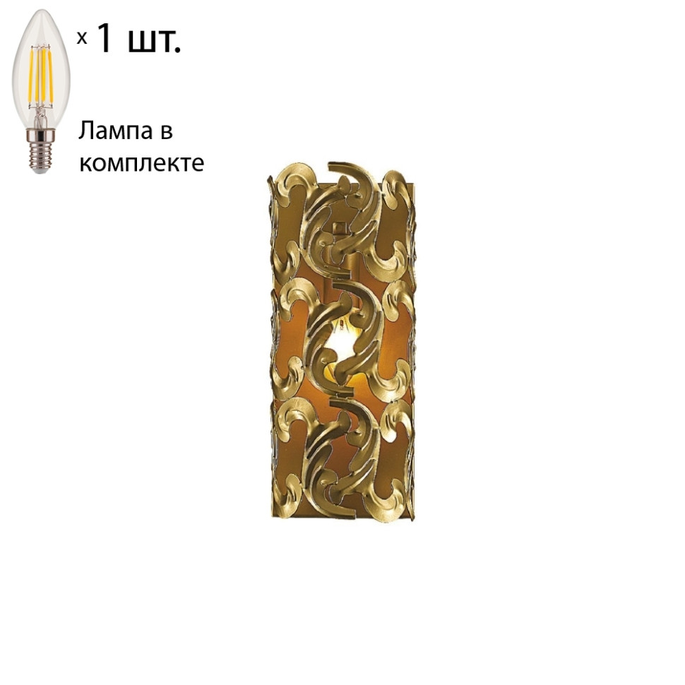 Бра с лампочкой Favourite Dorata 1469-1W+Lamps E14 Свеча, цвет окрашенное золото 1469-1W+Lamps E14 Свеча - фото 1