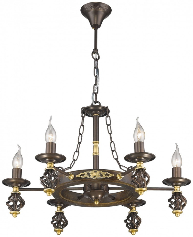Люстра подвесная со светодиодными лампочками E14, комплект от Lustrof. №150427-623130, цвет темно-коричневый - фото 1