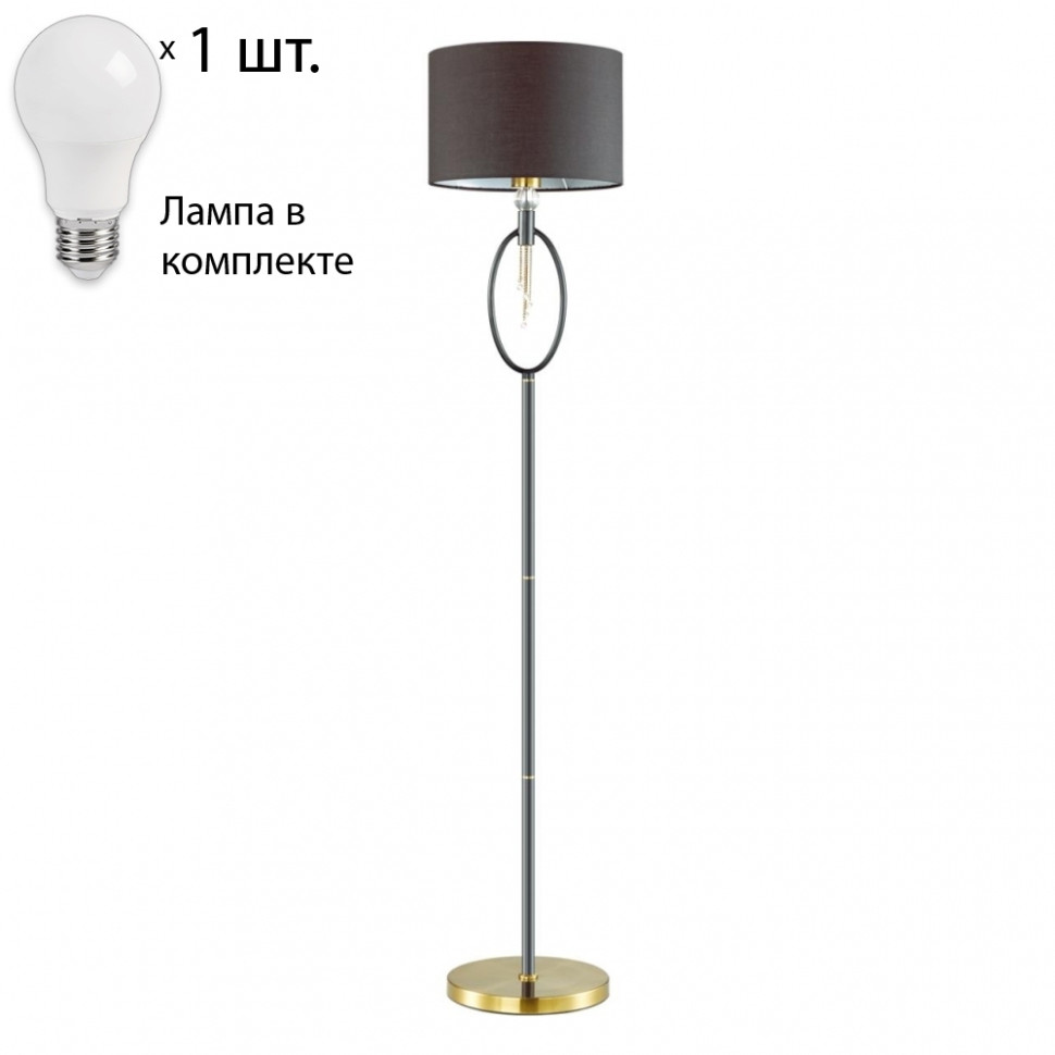 Торшер с лампочкой Lumion Neoclassi 4516/1F+Lamps, цвет античная латунь, черный 4516/1F+Lamps - фото 1