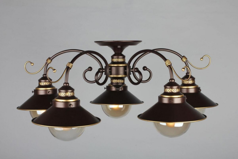 Люстра потолочная со светодиодными лампочками E27, комплект от Lustrof. №46754-657110, цвет коричневый - фото 2