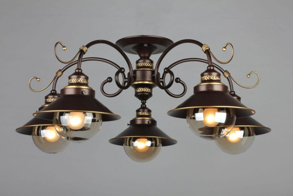 Люстра потолочная со светодиодными лампочками E27, комплект от Lustrof. №46754-657110, цвет коричневый - фото 4