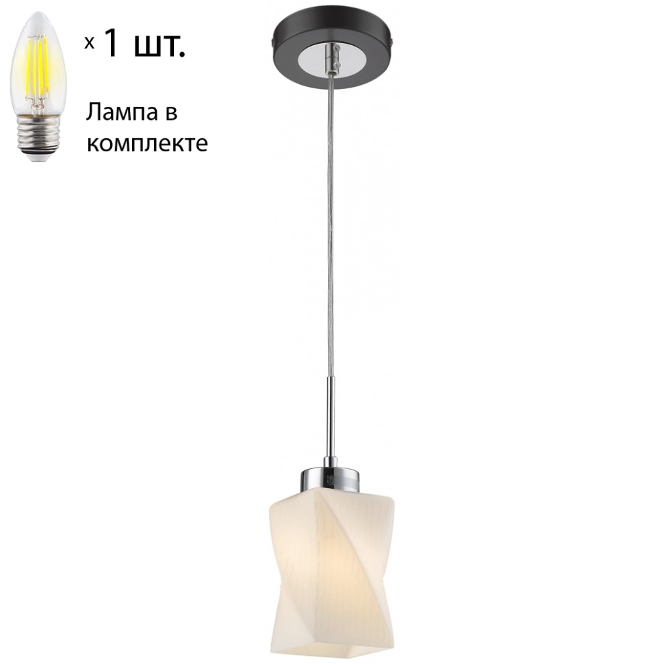 Подвесной светильник с лампочкой Velante 280-126-01+Lamps E27 Свеча, цвет стекло 280-126-01+Lamps E27 Свеча - фото 1