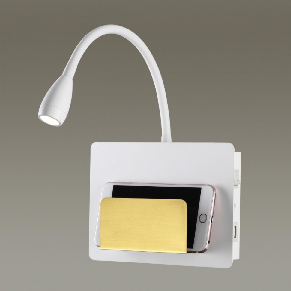 Спот с полочкой и USB Odeon Light Sonia 4243/3WL, цвет белый, античная бронза 4243/3WL - фото 3
