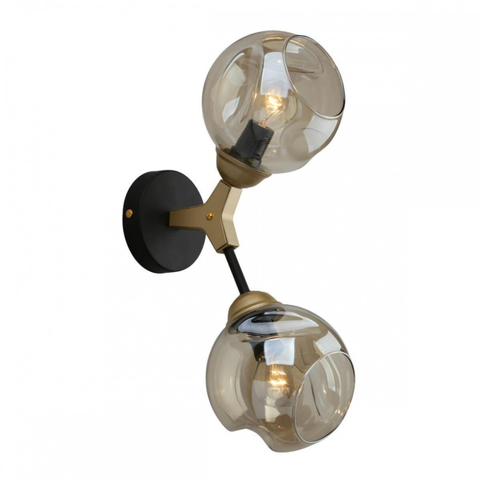 Бра с лампочками Omnilux OML-93601-02+Lamps, цвет матовый черный OML-93601-02+Lamps - фото 2