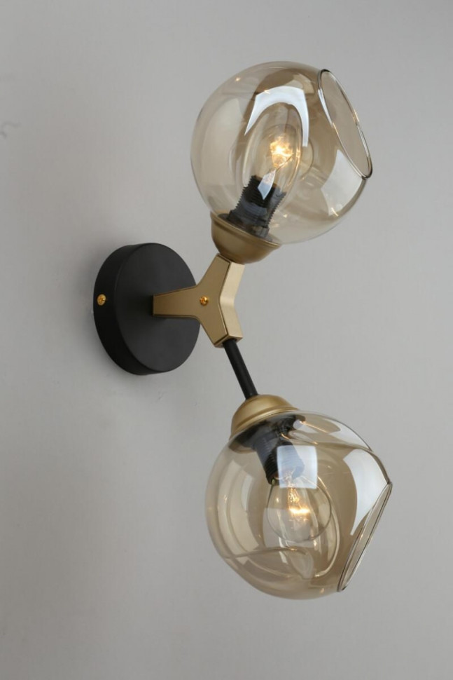 Бра с лампочками Omnilux OML-93601-02+Lamps, цвет матовый черный OML-93601-02+Lamps - фото 3