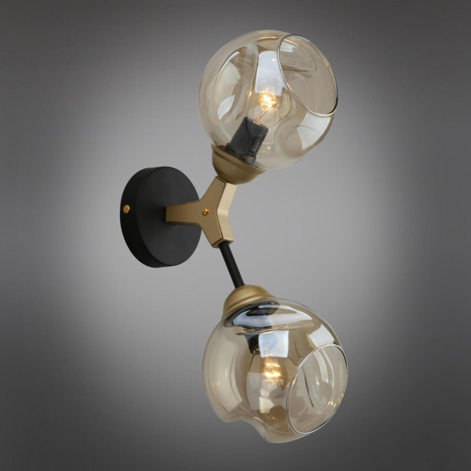 Бра с лампочками Omnilux OML-93601-02+Lamps, цвет матовый черный OML-93601-02+Lamps - фото 4