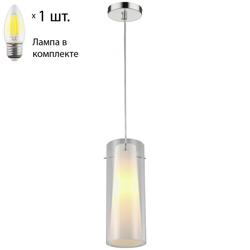 Подвесной светильник с лампочкой Velante 229-006-01+Lamps E27 Свеча, цвет двойное стекло 229-006-01+Lamps E27 Свеча - фото 1